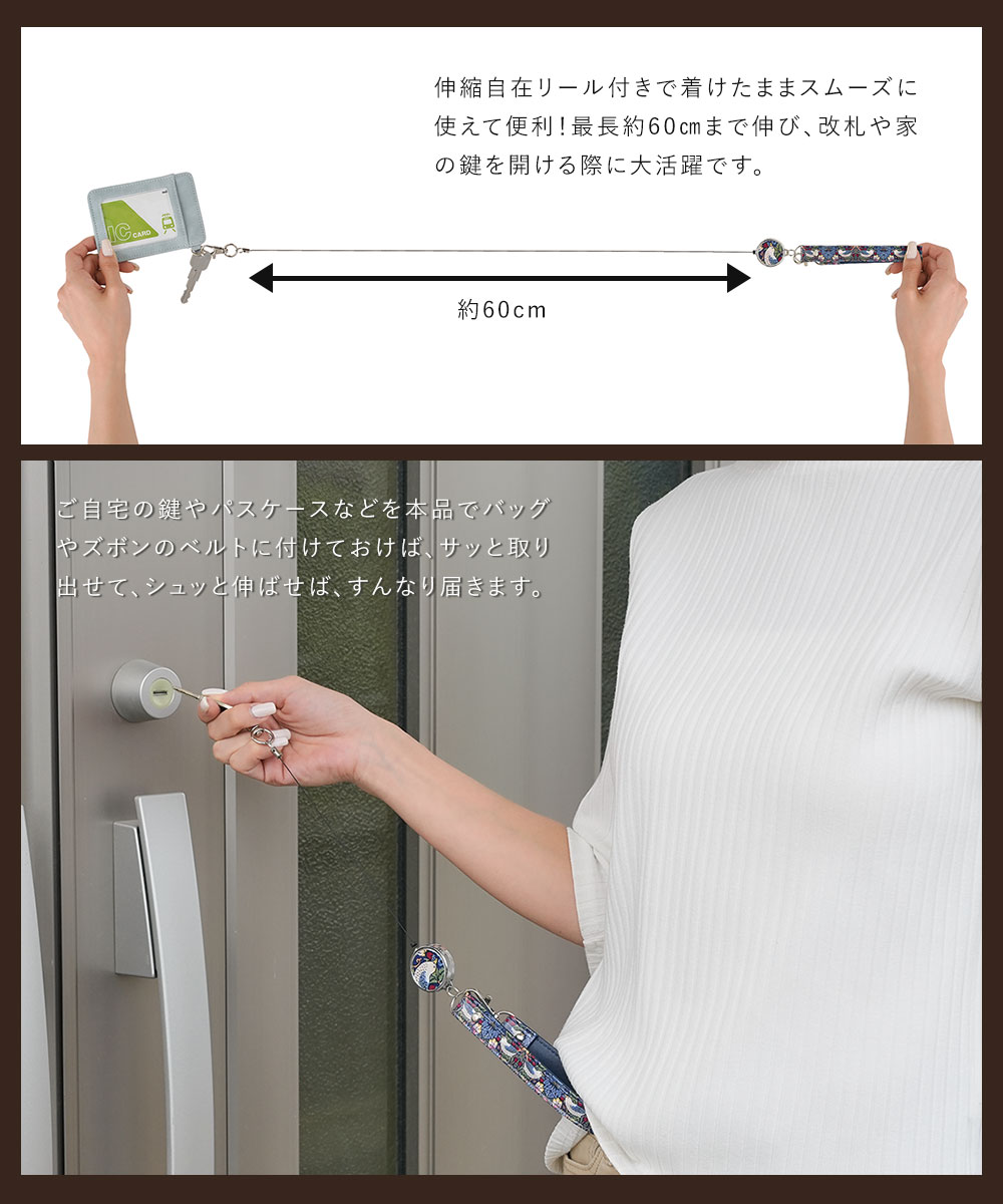 ウィリアムモリス いちご泥棒 キーホルダー リール ストラップ