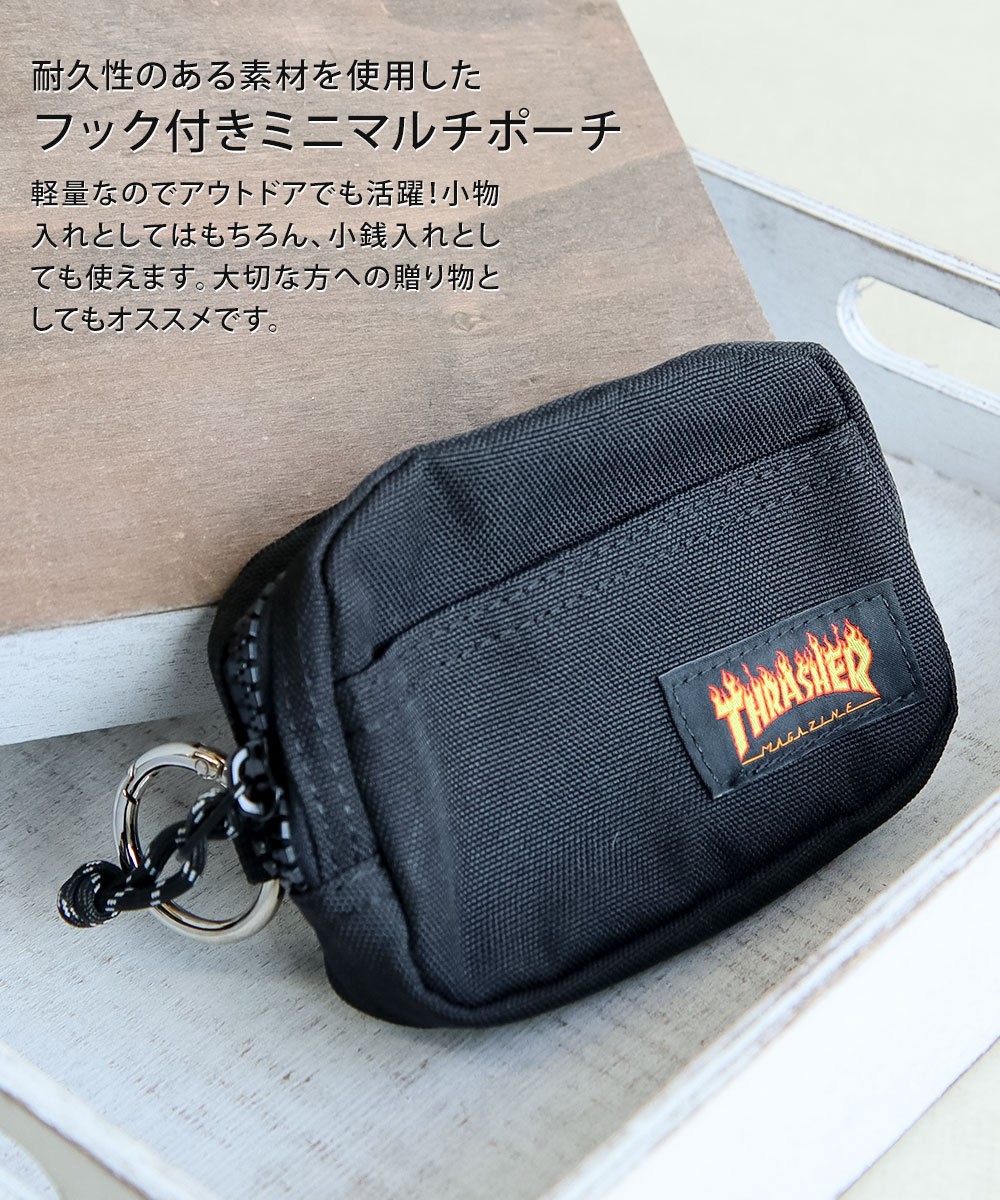 THRASHER（スラッシャー） ポーチ ケース フック 小さめ ミニ ポケット