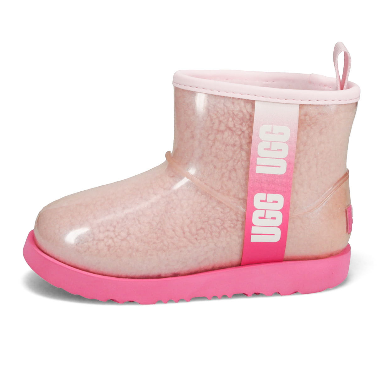 アグ クラシック クリア ミニ レインブーツ ムートンブーツ キッズ ジュニア 防水 ショート かわいい 防寒 ugg 黒 ブラック ベージュ ピンク  1121007k