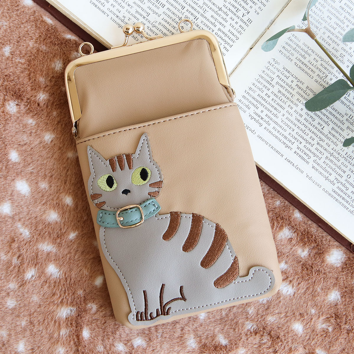 スマホショルダーバッグ レディース 斜めがけ 大人 小さめ 猫柄 2way