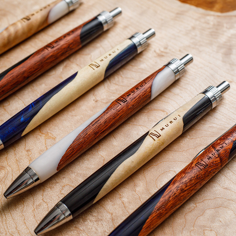 ウッドレジンペン 栃×White G2規格 木軸ペン ボールペン 文房具 筆記具