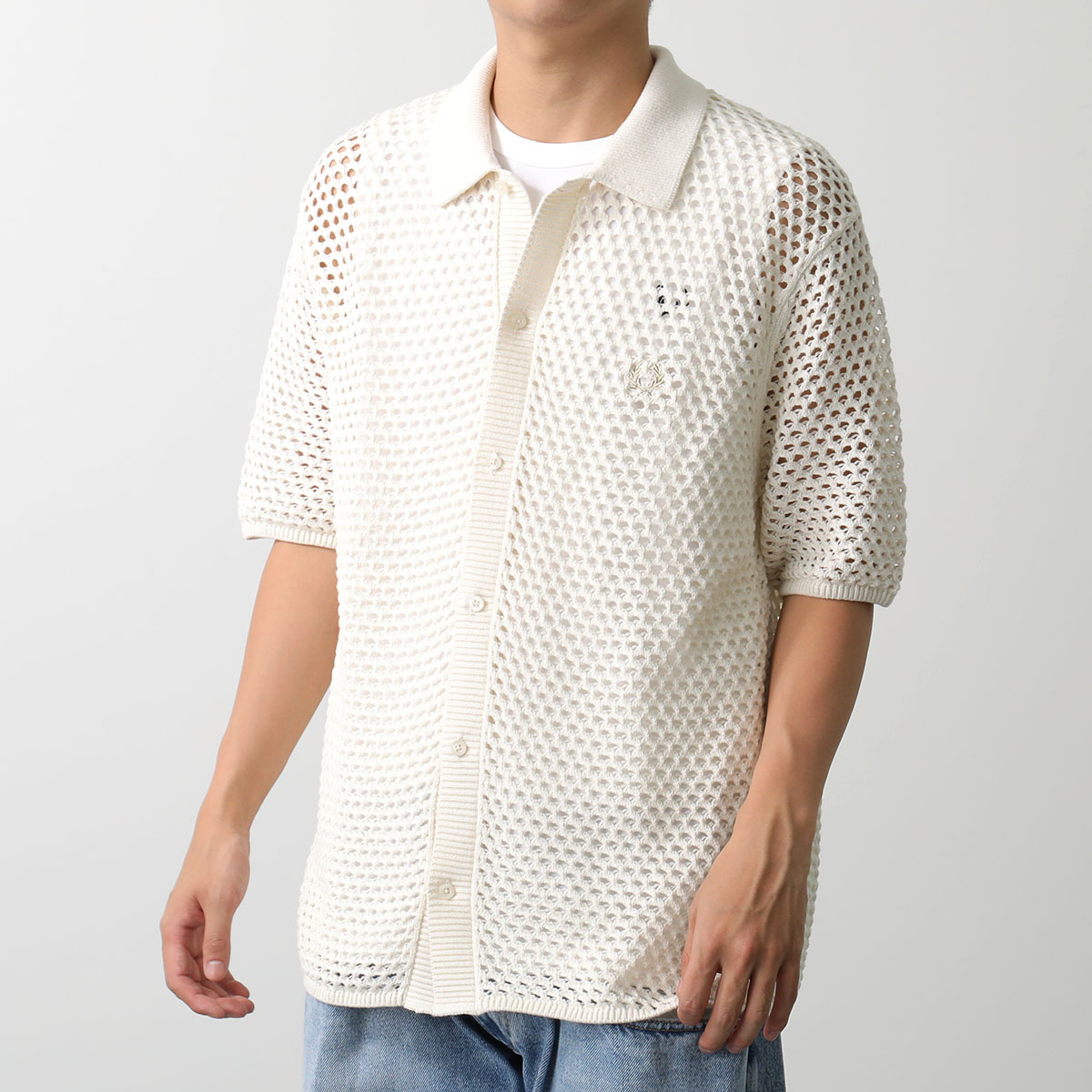 FRED PERRY ニットポロシャツ LACE BUTTON THROUGH SHIRT K785...