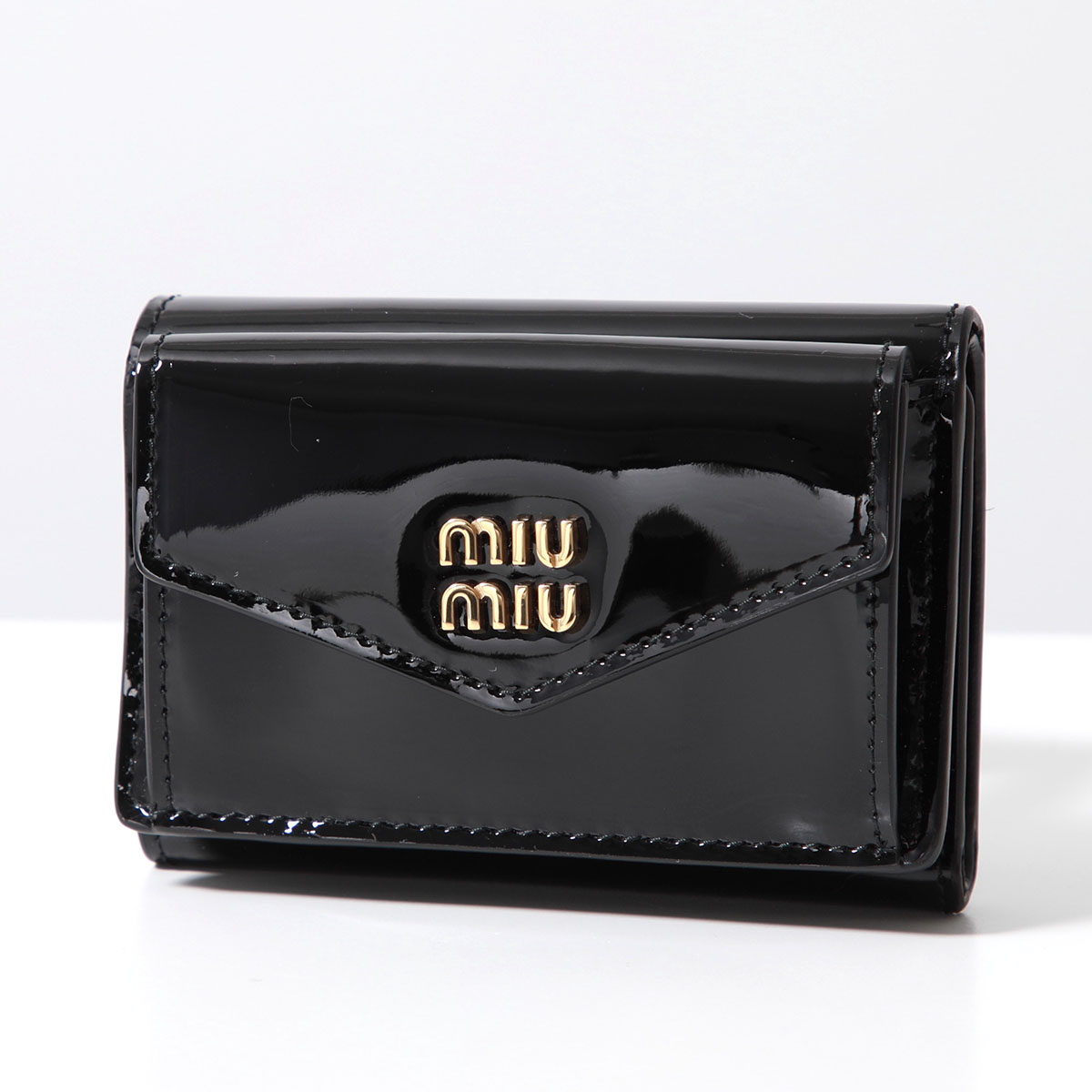 MIUMIU ミュウミュウ 三つ折り財布 5MH021 069 レディース  レザー メタルロゴ ミニ財布 F0P50/NERO-ROSSO｜s-musee｜02
