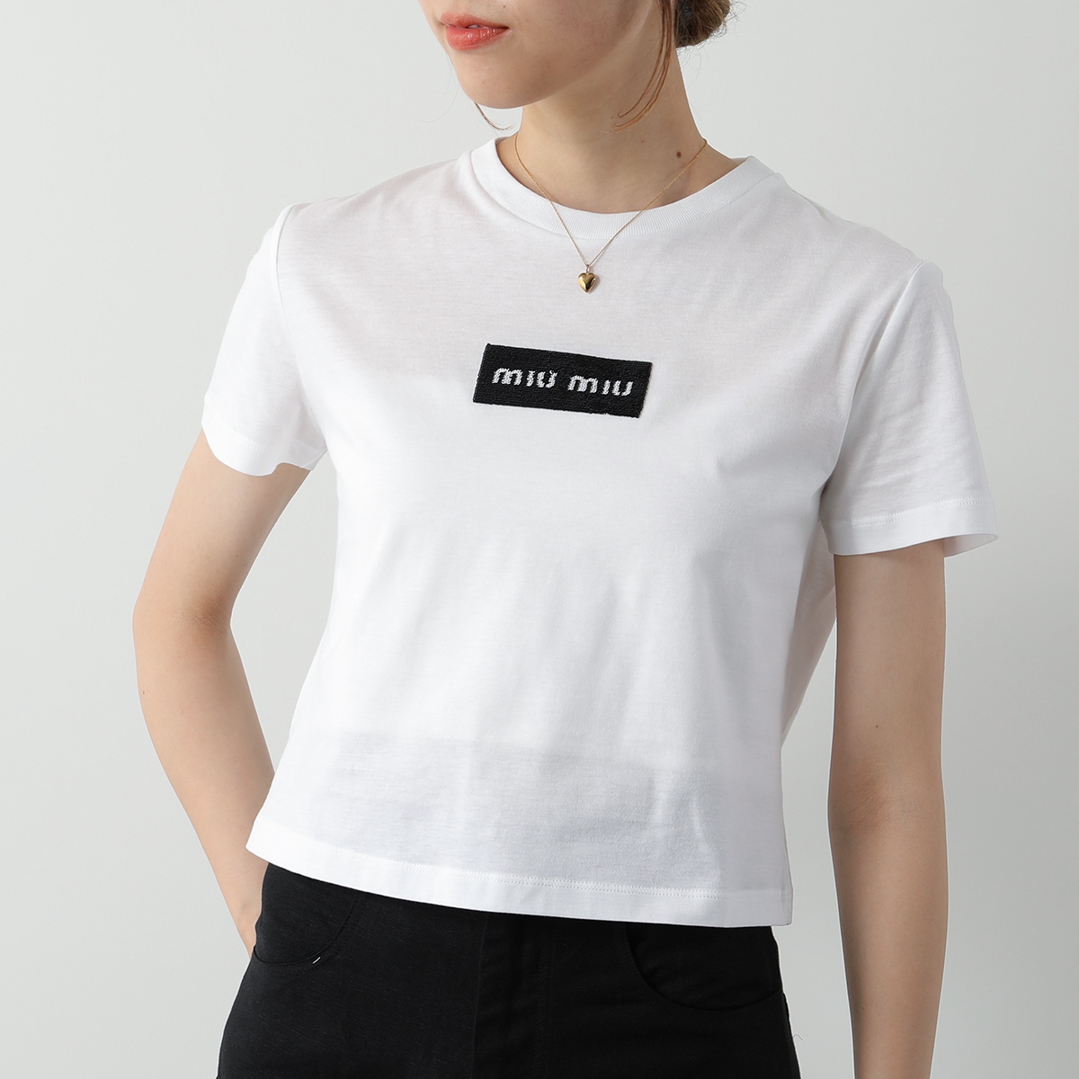 MIUMIU ミュウミュウ Tシャツ MJN495 14AT レディース ロゴT 半袖 カットソー スパンコール クルーネック クロップド丈 コットン  F0009/BIANCO : 2406w21223 : インポートセレクトmusee - 通販 - Yahoo!ショッピング