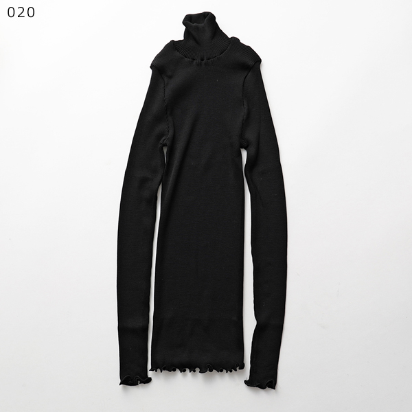 超美品　オスカリート　シルク混　フラワーレース　ハイネックリブニット 超美品 オスカリート シルク混 フラワーレース ハイネックリブニット