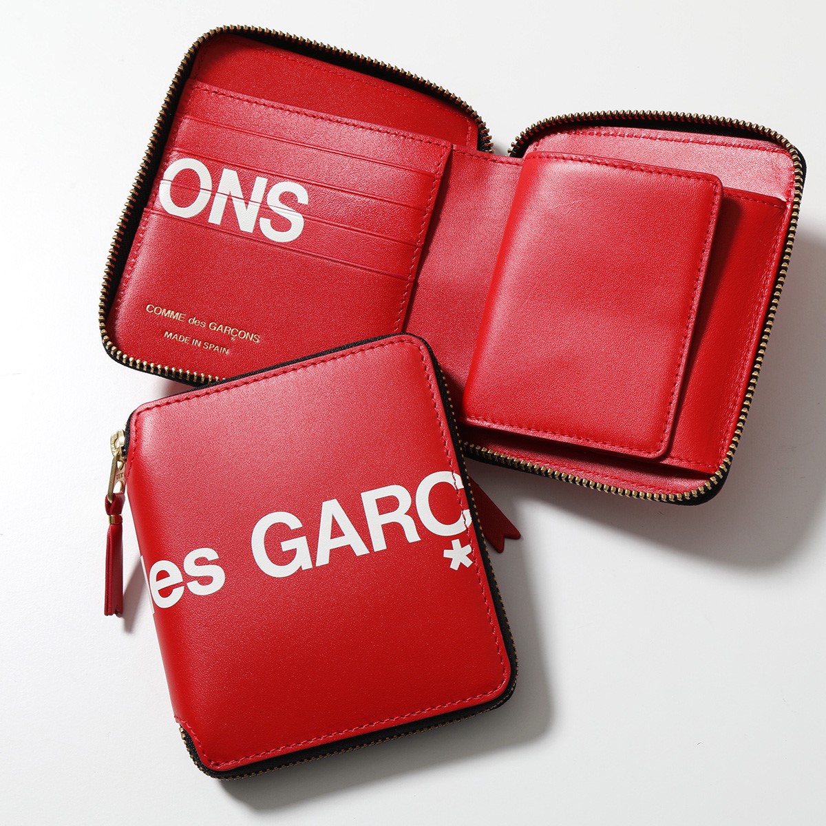 COMME des GARCONS コムデギャルソン SA2100HL HUGE LOGO レザー 二つ折り財布 ミディアム スモール財布 RED  メンズ レディース : 310723320 : インポートセレクトmusee - 通販 - Yahoo!ショッピング