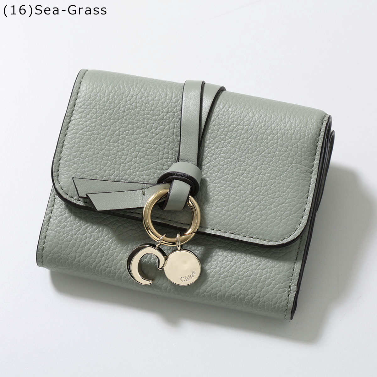 美品 Chloe クロエ アルファベット ミニ 三つ折り 財布 レザー グレー クロエ Chloe 三つ折り財布 アルファベット ミニ財布 グレー