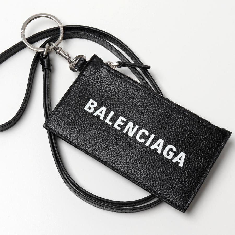 BALENCIAGA バレンシアガ 594548 1IZI3 1IZ43 レザー コイン&カードケース ネックストラップ付き ネックポーチ 1090/BLACK/L-WHITE メンズ｜s-musee｜02