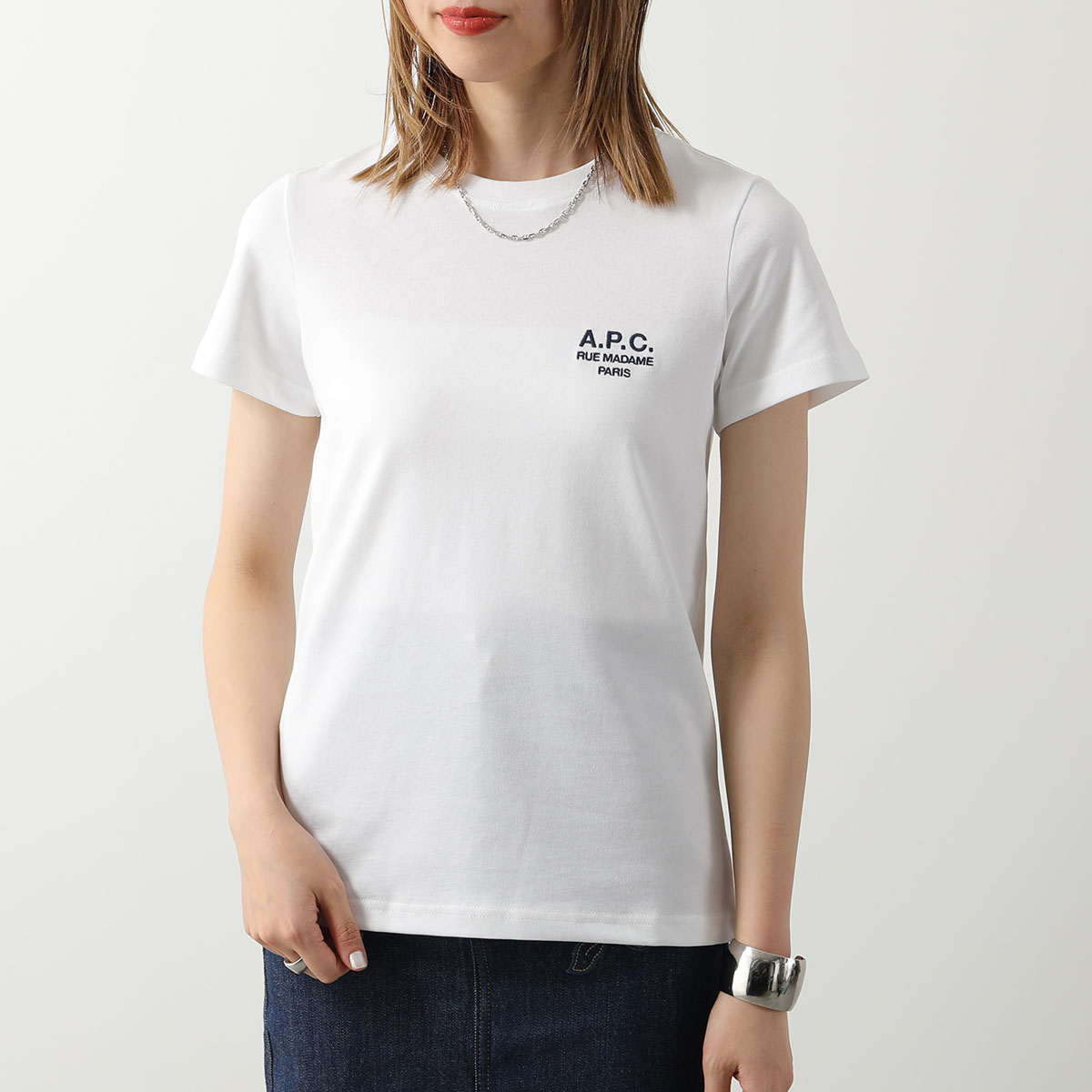 APC A.P.C. アーペーセー 半袖 Tシャツ COEZC F26842 denise レディース  クルーネック カットソー ロゴ刺繍 カラー4色｜s-musee｜02