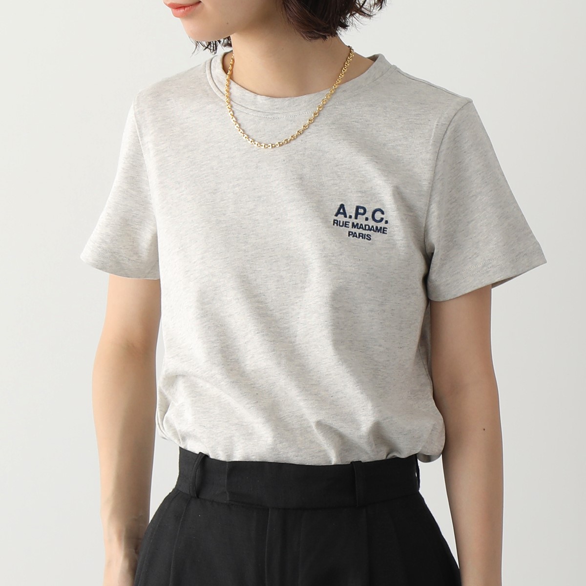 APC A.P.C. アーペーセー 半袖 Tシャツ COEZC F26842 denise レディース  クルーネック カットソー ロゴ刺繍 カラー4色｜s-musee｜04