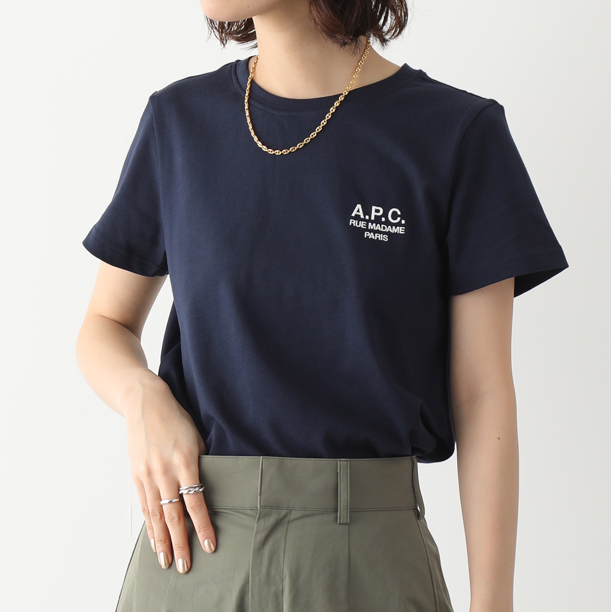 APC A.P.C. アーペーセー 半袖 Tシャツ COEZC F26842 denise レディース  クルーネック カットソー ロゴ刺繍 カラー4色｜s-musee｜03