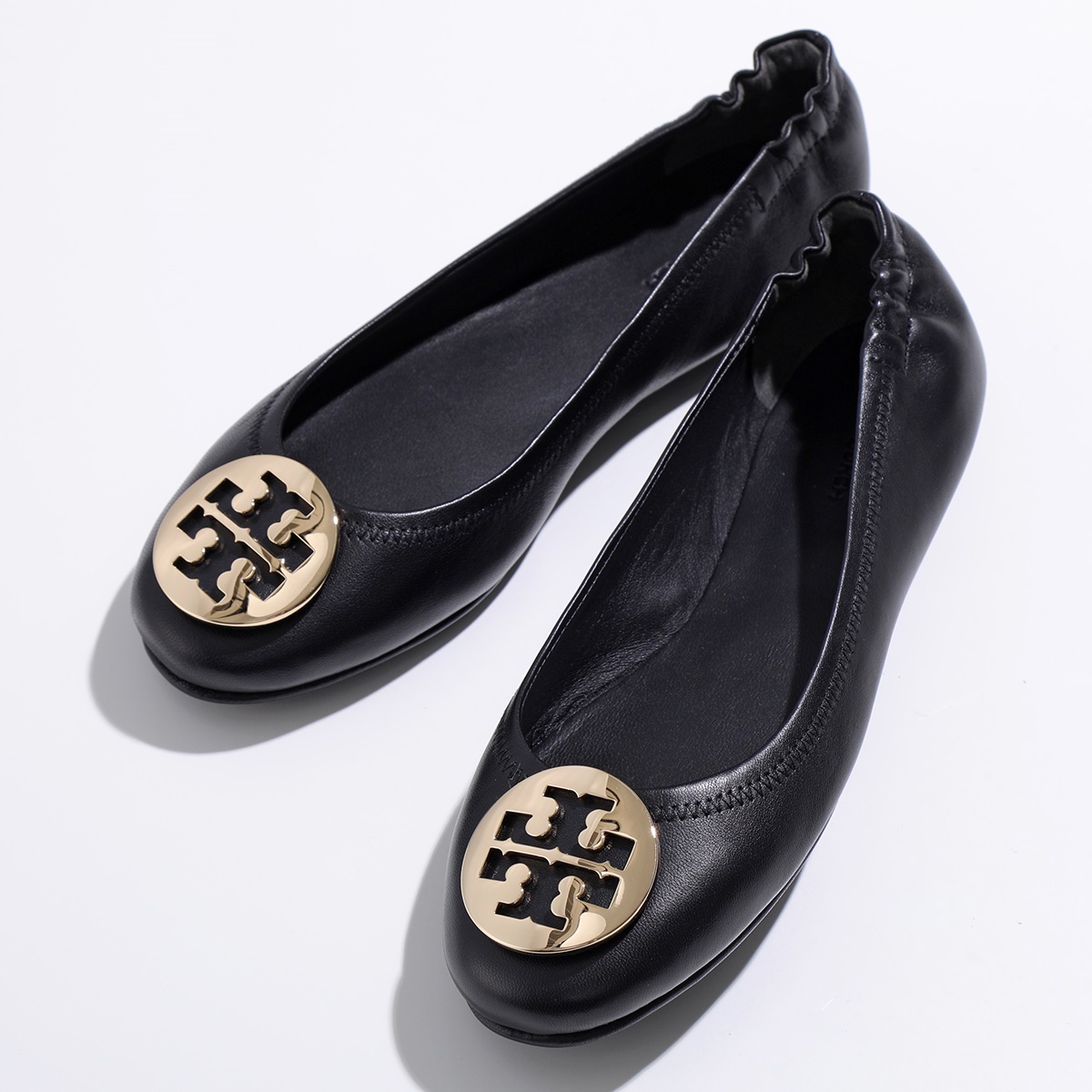 TORY BURCH トリーバーチ 50393 MINNIE TRAVEL BALLET WITH METAL LOGO フラットパンプス  バレエシューズ ロゴ レザー 013 靴 レディース