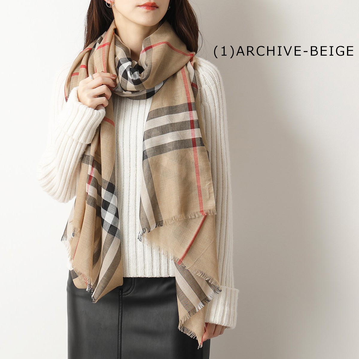 BURBERRY ストール GIANT CHECK GAUZE レディース ライトウェイト チェック...