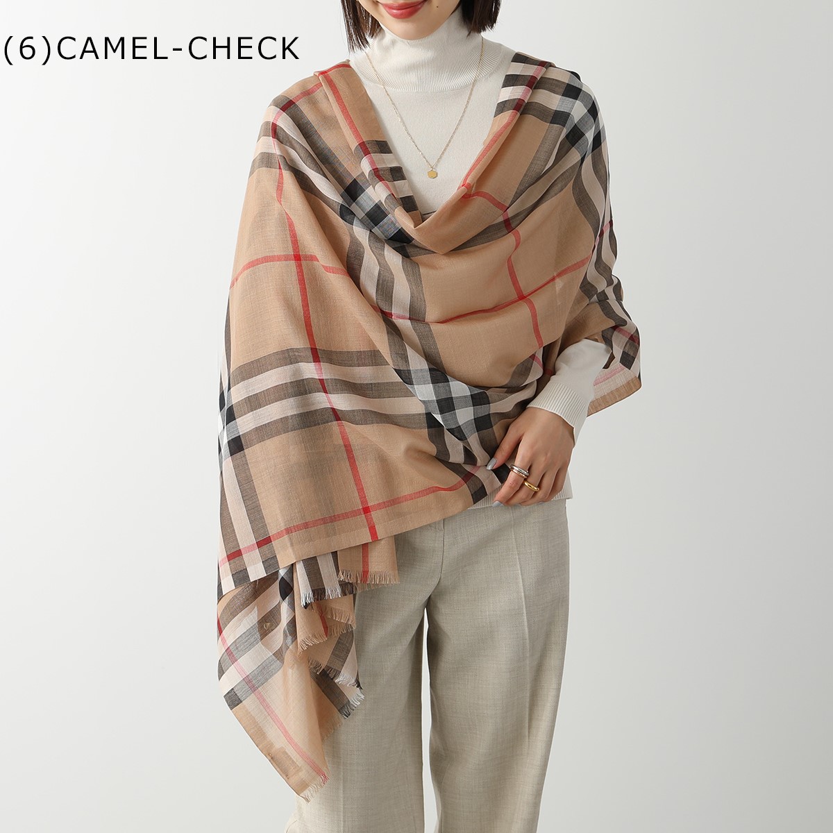 BURBERRY バーバリー ストール GIANT CHECK GAUZE レディース ライト 