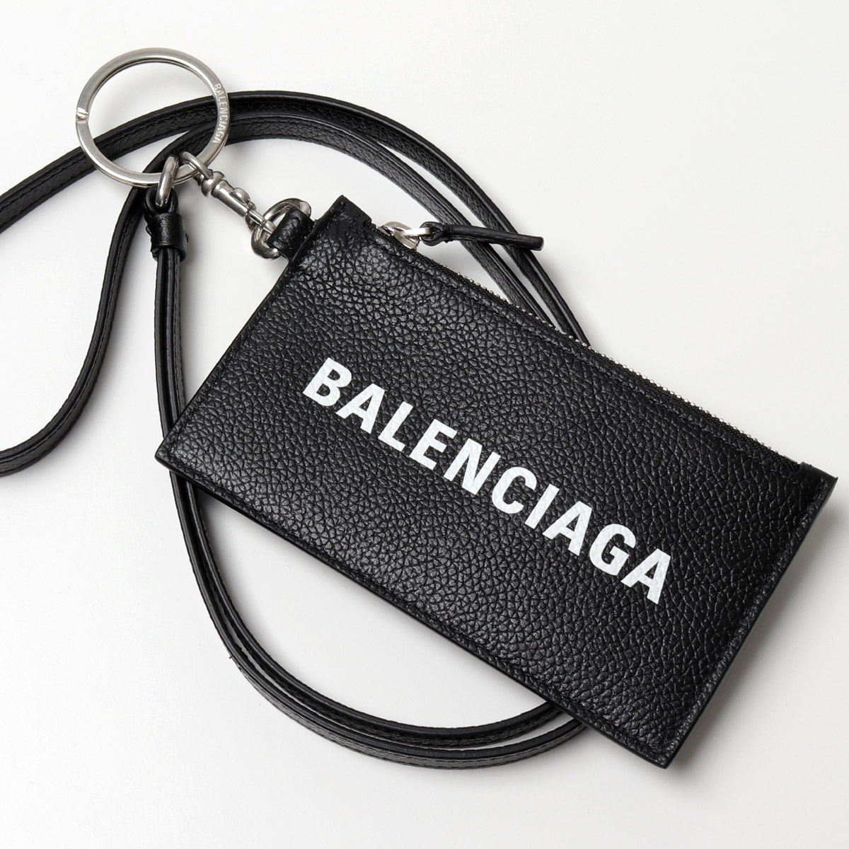 BALENCIAGA バレンシアガ 594548 1IZI3 1IZ43 レザー コイン&カードケース ネックポーチ フラグメントケース 1090/BLACK/L-WHITE レディース