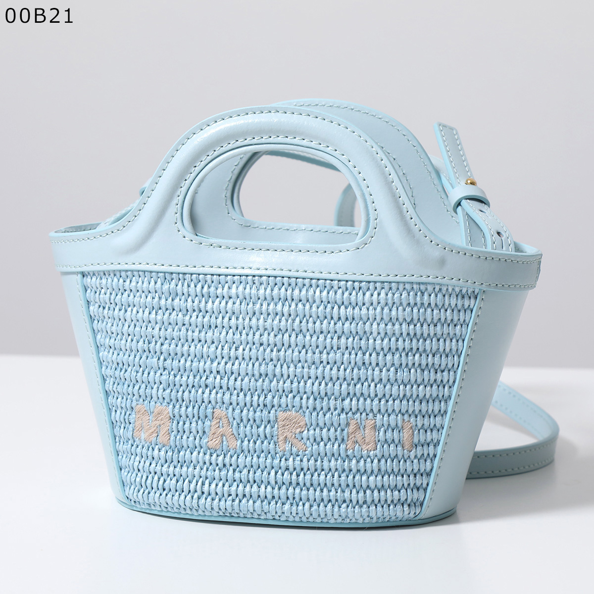 MARNI マルニ かごバッグ TROPICALIA MICRO トロピカリア マイクロ BMMP0067Q0 P3860 レディース  レザー×ラフィア ショルダーバッグ ロゴ刺繍 カラー7色