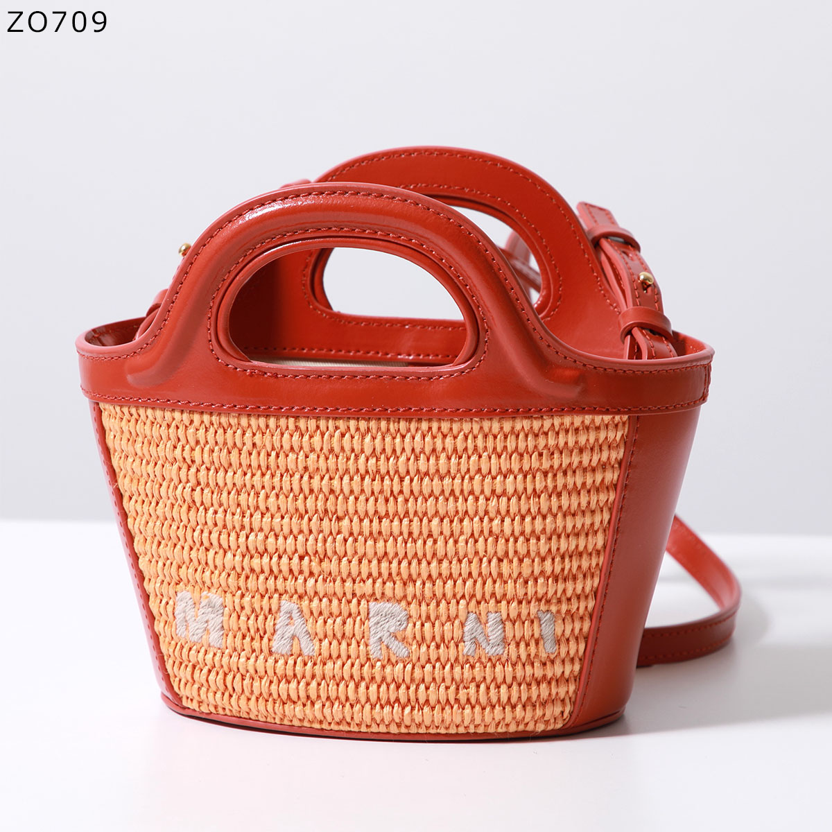 MARNI マルニ かごバッグ TROPICALIA MICRO トロピカリア マイクロ BMMP0067Q0 P3860 レディース  レザー×ラフィア ショルダーバッグ ロゴ刺繍 カラー7色