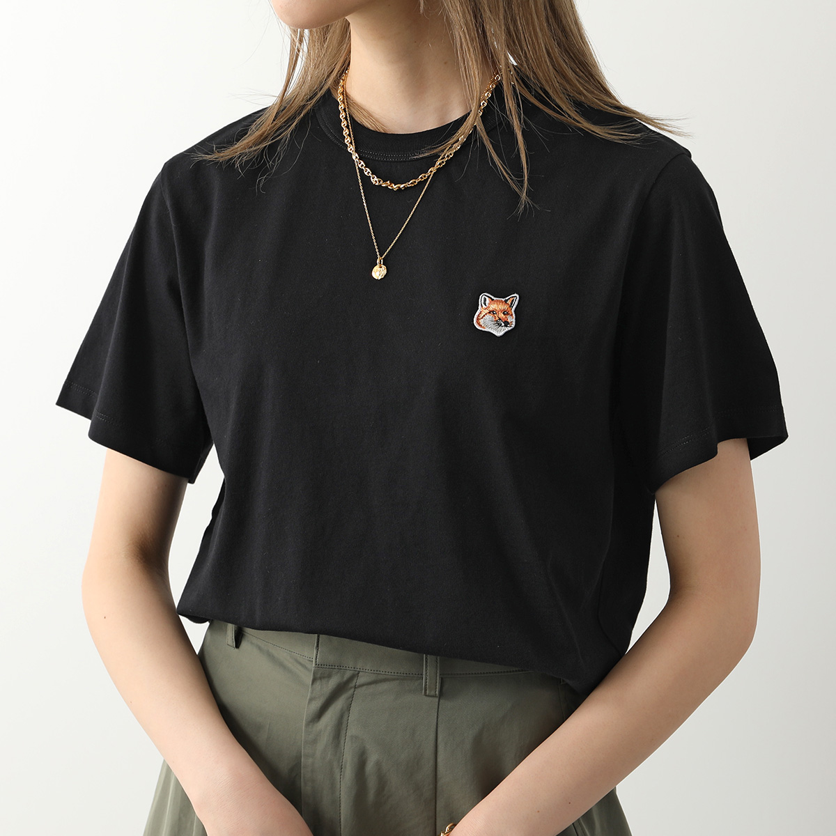 MAISON KITSUNE メゾンキツネ 半袖 Tシャツ LM00104KJ0008 レディース クルーネック カットソー FOX刺繍 丸首 カラー7色｜s-musee｜05