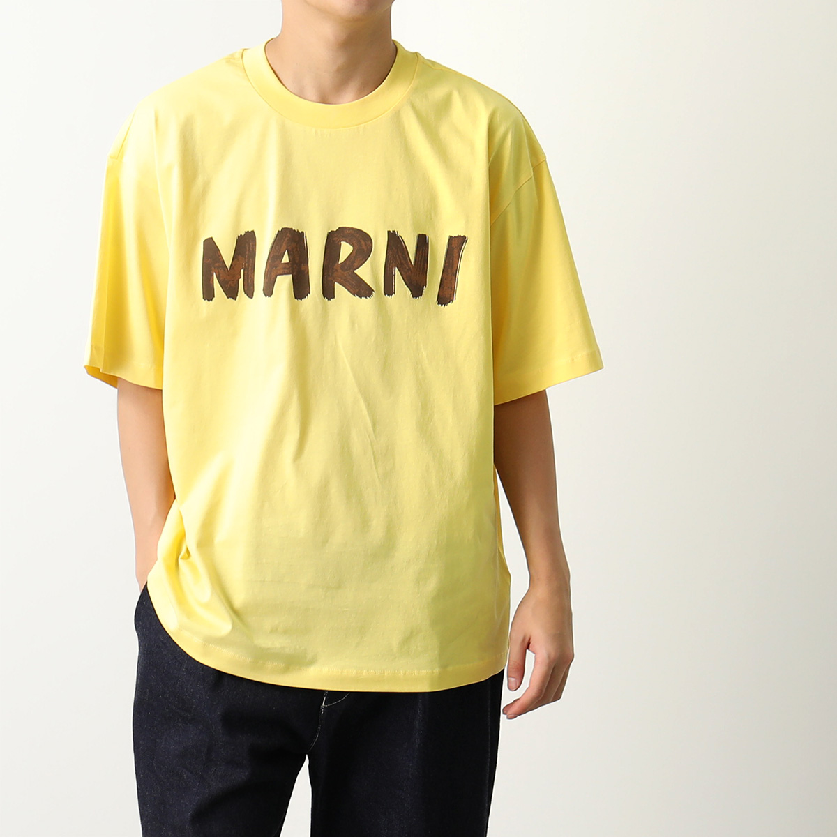 MARNI マルニ Tシャツ THJET49EPH USCS11 メンズ マルニレタリングプリント ミドルスリーブ クルーネック オーバーサイズ 半袖 カットソー ロゴT カラー9色｜s-musee｜05