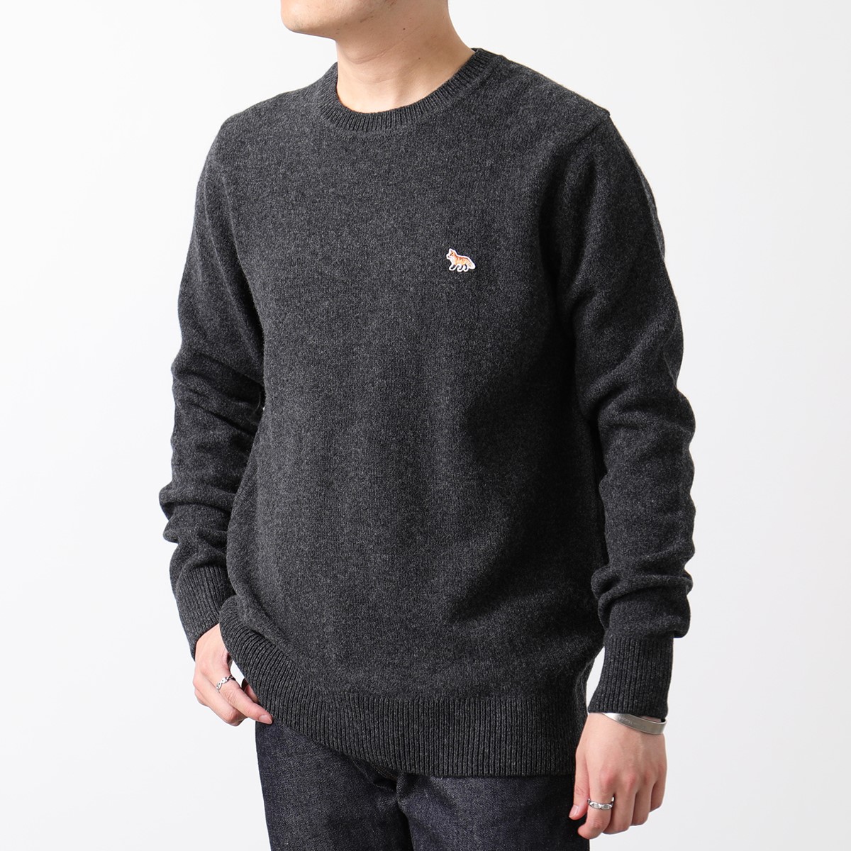 MAISON KITSUNE メゾンキツネ HM00502KT1006 BABY FOX PATCH COSY R-NECK PULLOVER ウール クルーネック ニット セーター 長袖 カラー3色 メンズ｜s-musee｜02