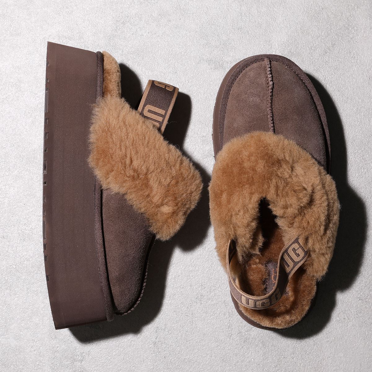 UGG アグ プラットフォーム サンダル FUNKETTE 1113474 レディース ファンケット スウェード シープスキン ファー ストラップ  厚底 靴 カラー3色