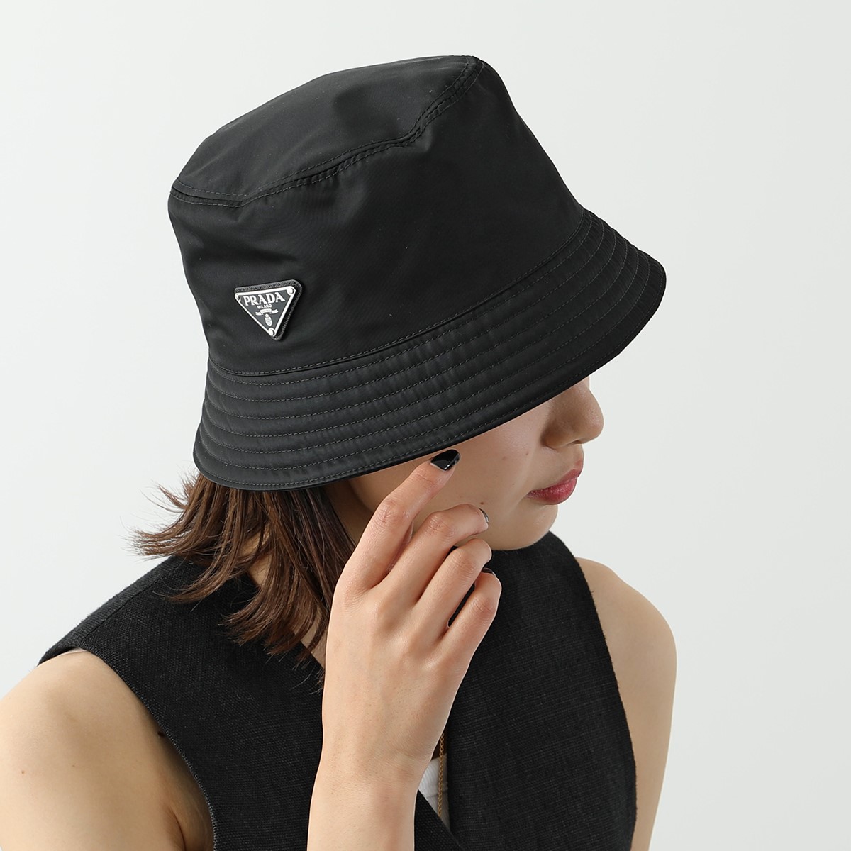 受注生産品】 えりんこ PRADA バケットハット Re-Nylon 帽子