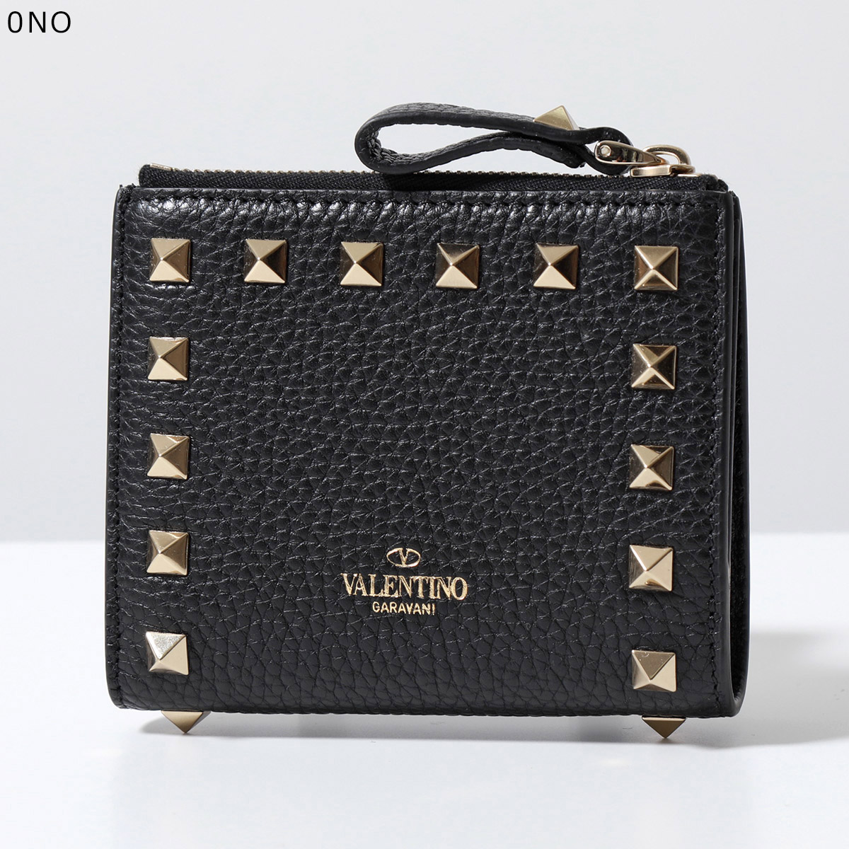 VALENTINO ヴァレンティノ 二つ折り財布 3W2P0W06VSH 4W2P0W06VSH レディース グレインカーフスキン ロックスタッズ  ミニ財布 ロゴ カラー7色