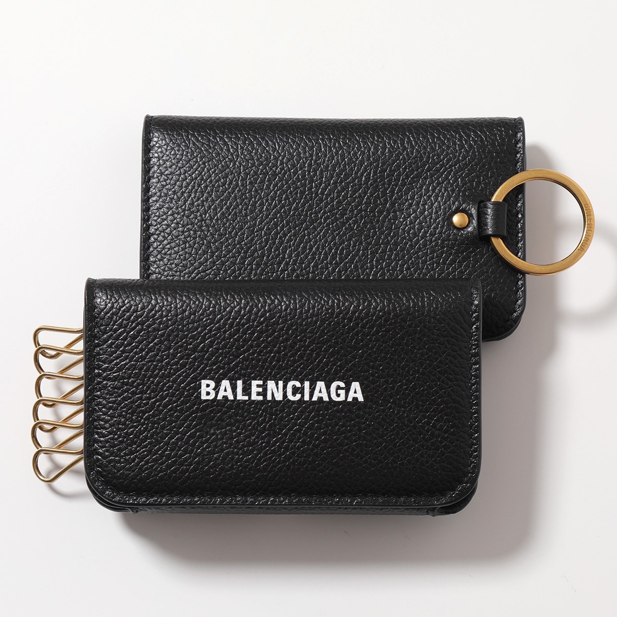 BALENCIAGA バレンシアガ キーケース 639820 1IZIM 1090 メンズ レザー 6連 キーリング付き ロゴ