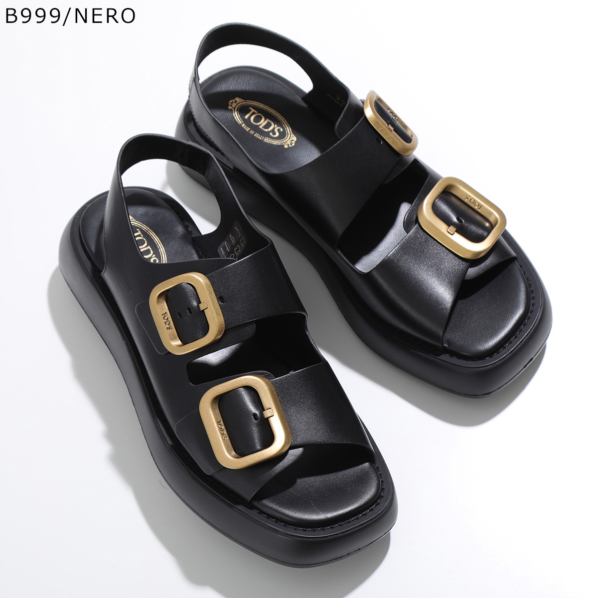 TODS トッズ レザーサンダル XXW11K0FH50 MID レディース ダブルベルト ストラッ...