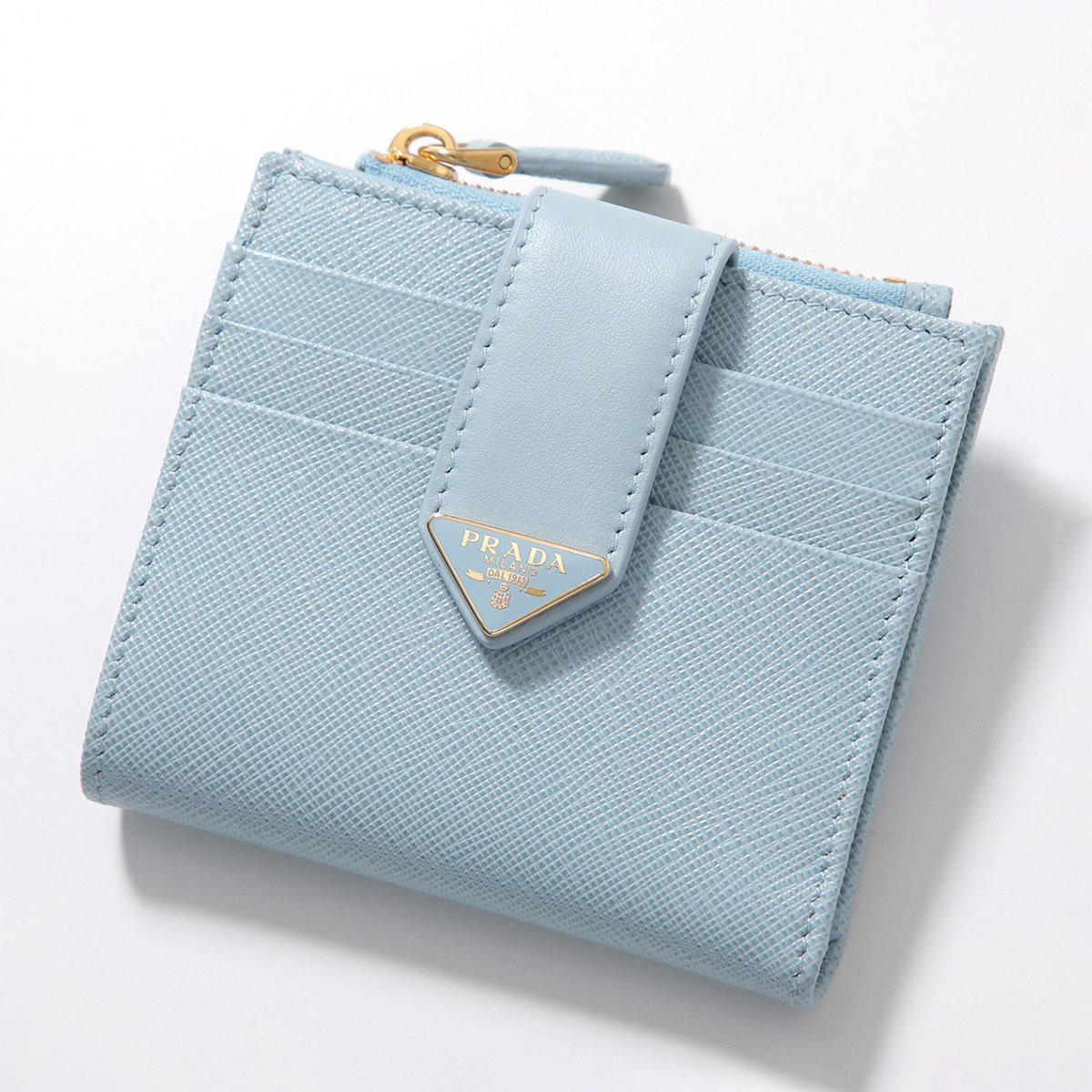 PRADA プラダ レザー 水色 二つ折り財布 A1364B3 PRADA(プラダ) / 2つ折り財布/牛革/ブルー/レディース/サフィアーノ