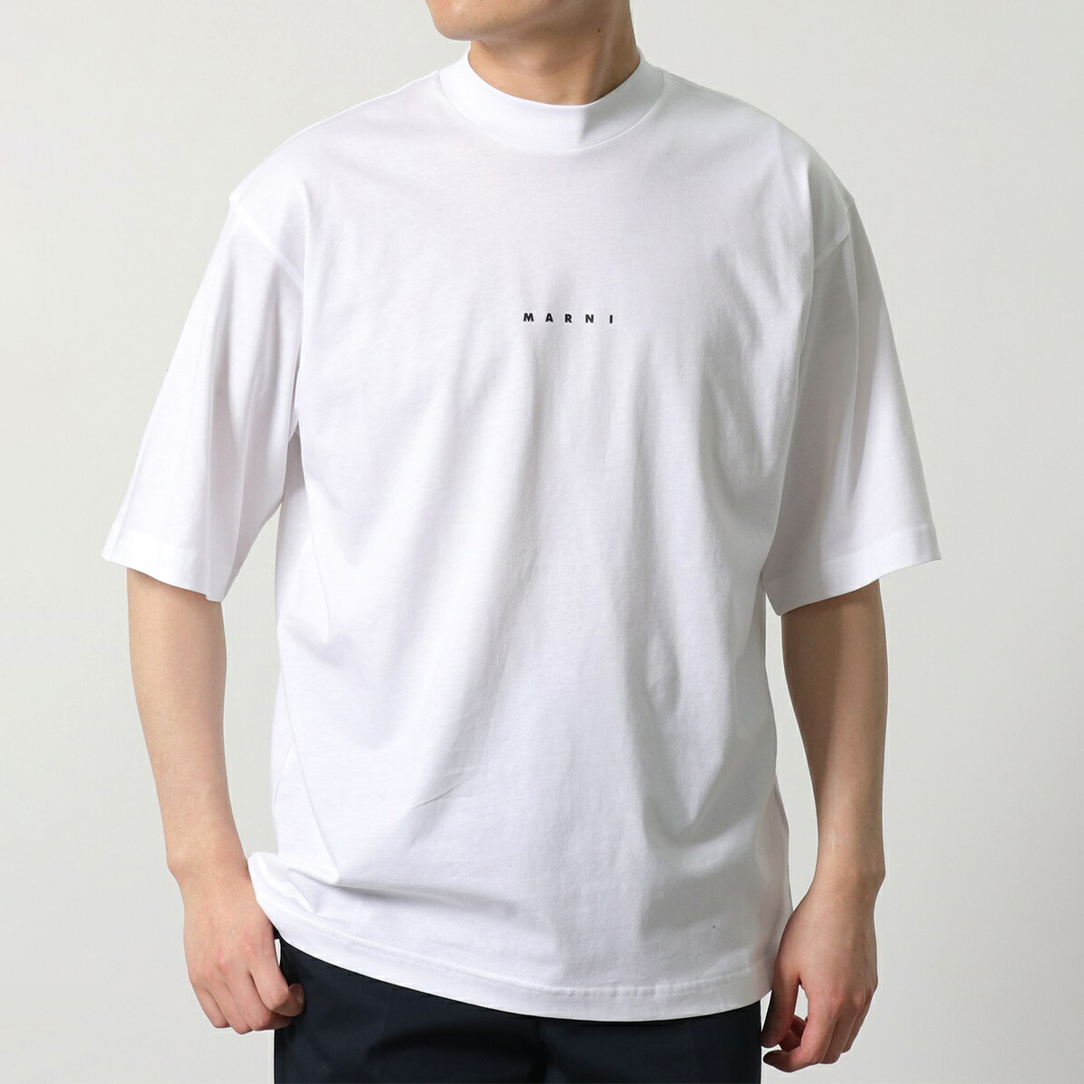 MARNI マルニ Tシャツ HUMU0223P1 USCS87 メンズ コットン ちびロゴT モックネック オーバーサイズ 半袖 カラー4色｜s-musee｜02