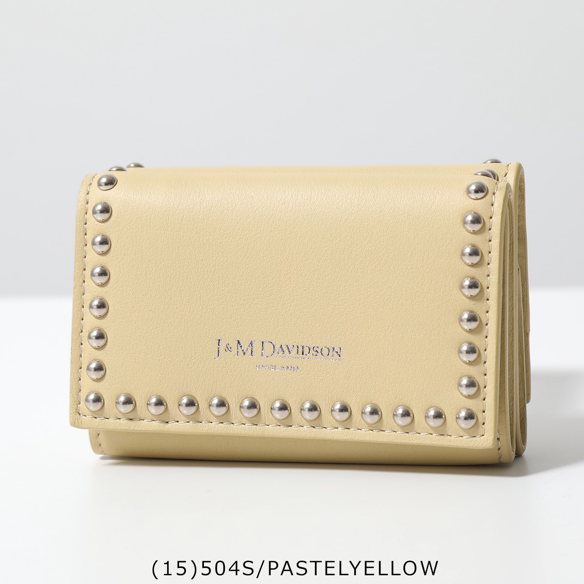 J&M DAVIDSON 三つ折り財布 FOLD WALLET WITH STUDS SFLW-1XX SFLW-1BC SCXX MCXX  レディース レザー スタッズ ミニ財布 豆財布 カラー12色