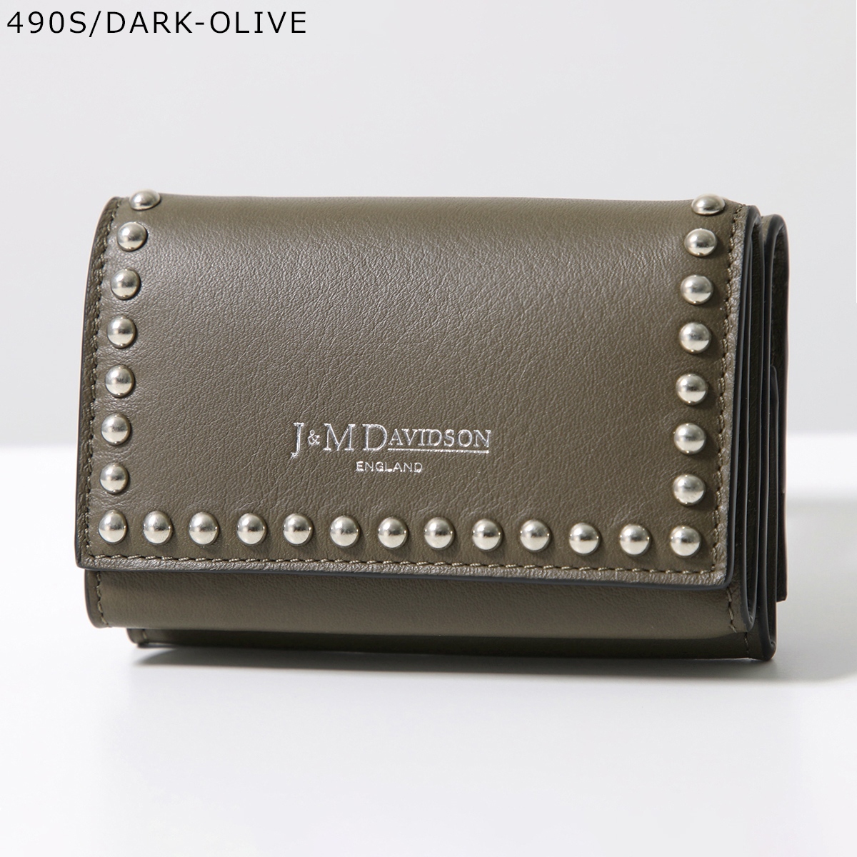 J&M Davidson DAVIDSON 三つ折り財布 FOLD WALLET WITH STUDS