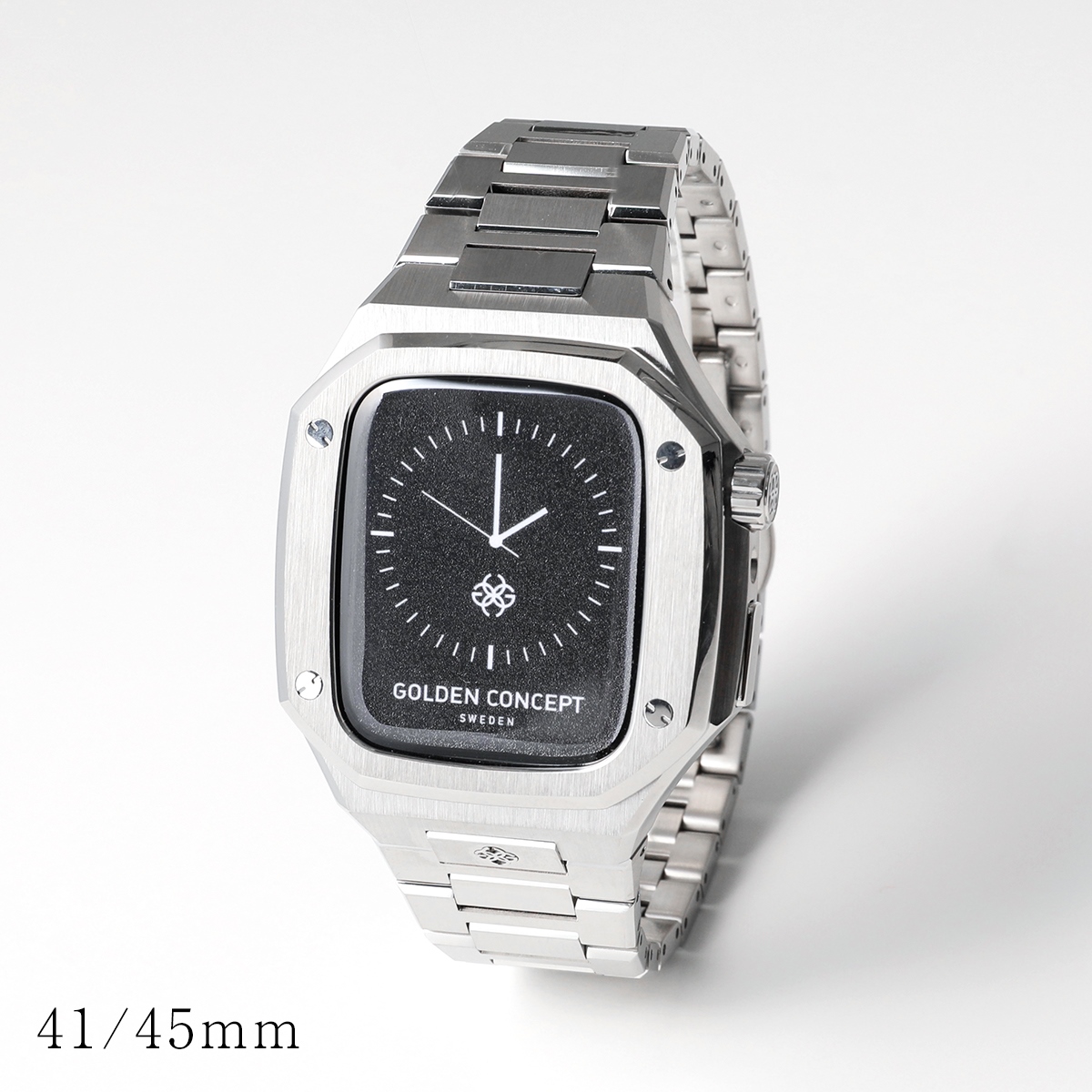 GOLDEN CONCEPT ゴールデンコンセプト Apple Watch Series 7 8 9 アップルウォッチケース EV41 EV45  メンズ ステンレススチール スチールストラップ Silver