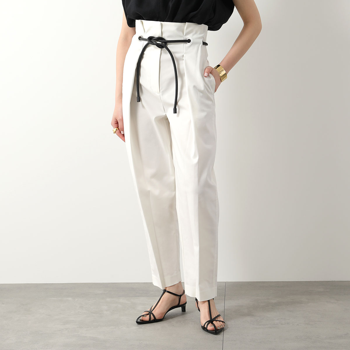 3.1 Phillip Lim スリーワンフィリップリム テーパードパンツ Origami pleated trousers E201 5103CNS  レディース ハイウエスト ベルト カラー2色