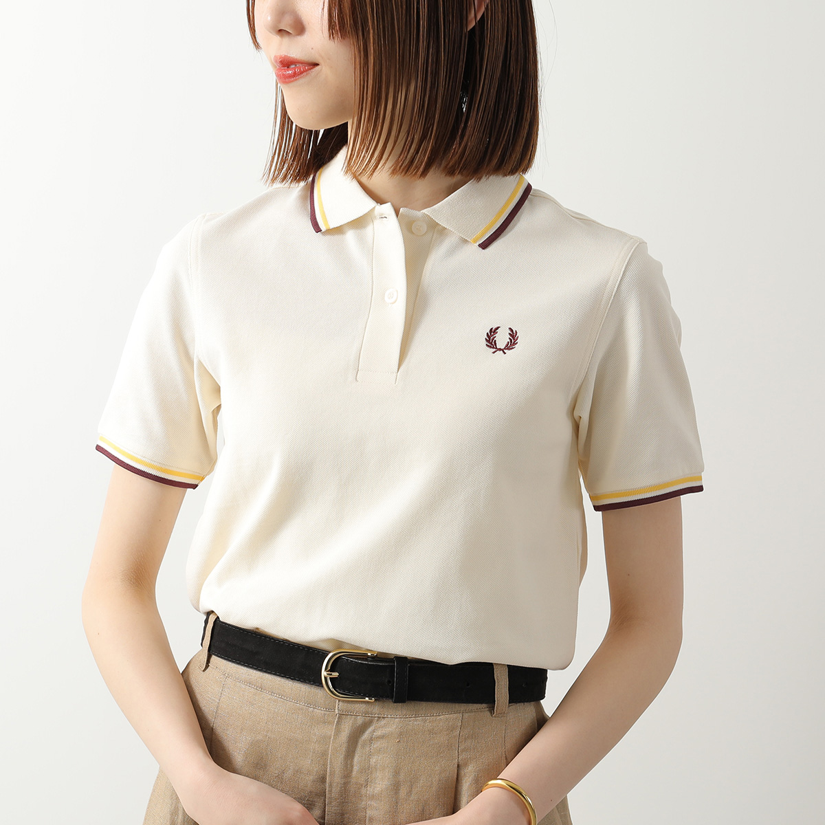 FRED PERRY エクリュ 鹿の子ポロシャツ FRED PERRY｜ツイン ティップライン フレッドペリー 鹿の子 ポロシャツ