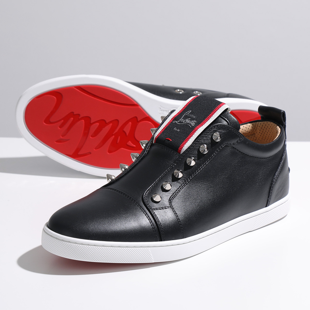 Christian Louboutin クリスチャンルブタン スニーカー F.A.V Fique A Vontade 3200465 メンズ レザー スタッズ装飾 スリッポンロゴ 靴 カラー2色｜s-musee｜03