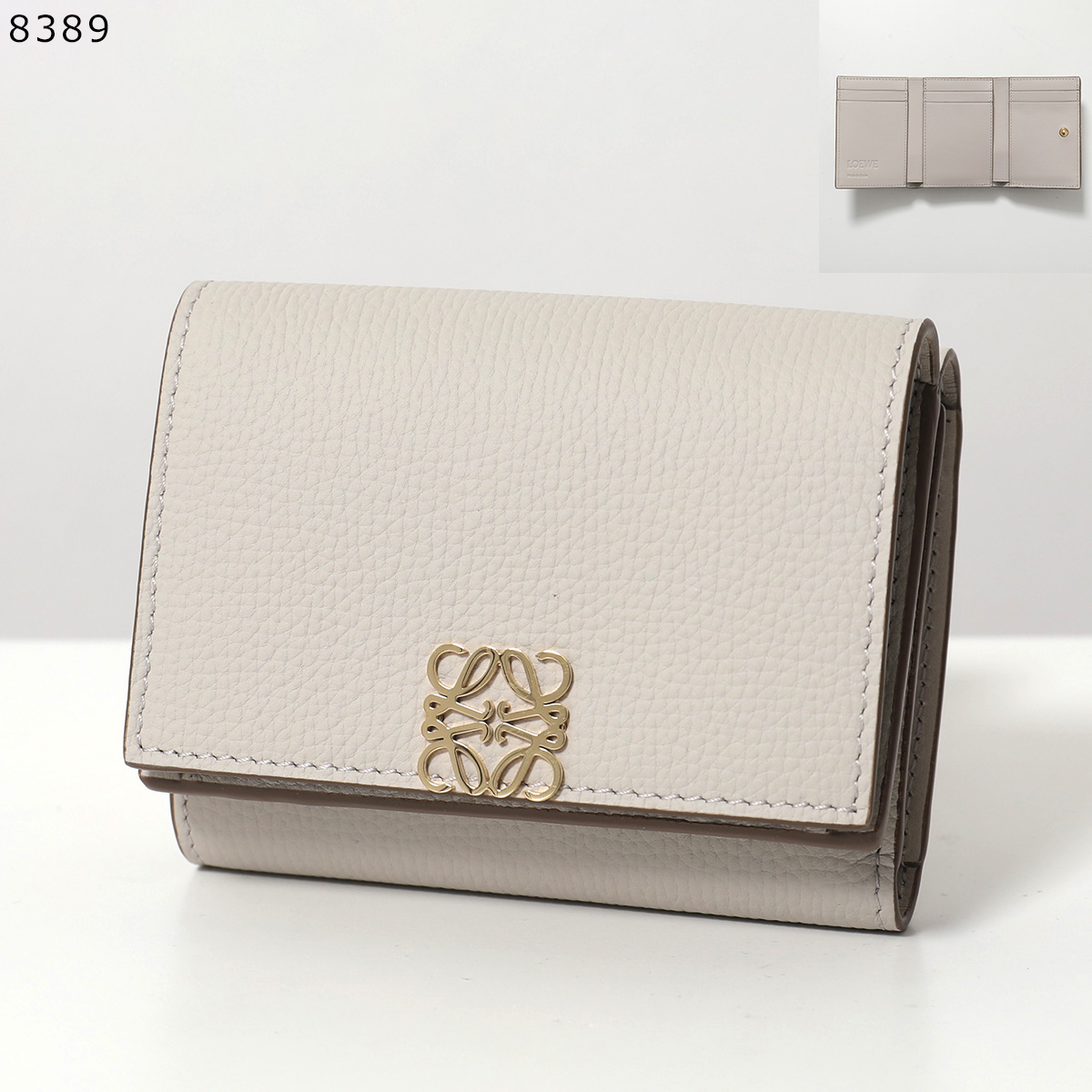 極美品✨LOEWE 折り財布 アナグラム トライフォールド レザー ベージュ LOEWE（ロエベ） アナグラム トライフォールド コンパクトウォレット