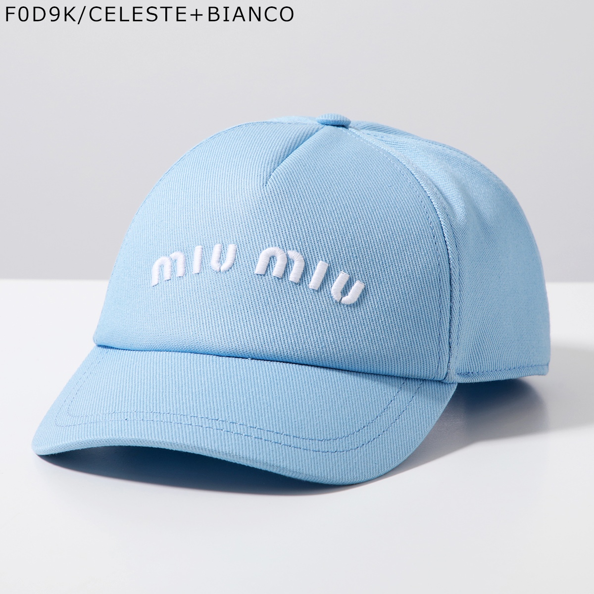 MIUMIU ミュウミュウ ベースボールキャップ 5HC179 2DXI レディース ロゴ 刺繍 エンボス デニム 帽子カラー5色