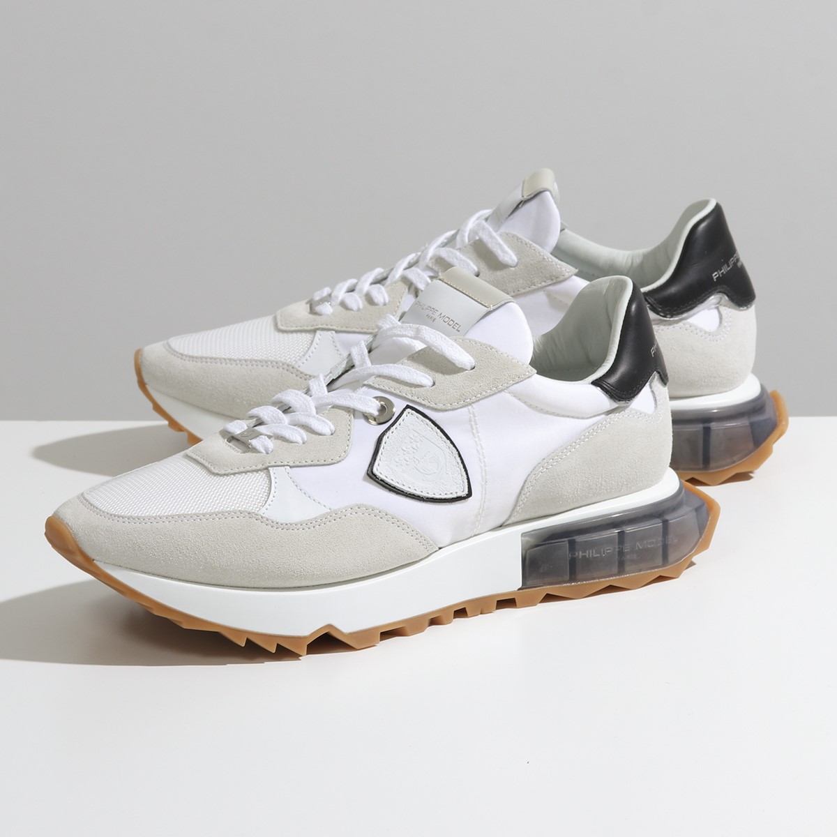 PHILIPPE MODEL フィリップモデル スニーカー LA RUE LOW LRLU W001 メンズ スウェード ローカット メタル  クリアソール シューズ 靴 BLANC-NOIR