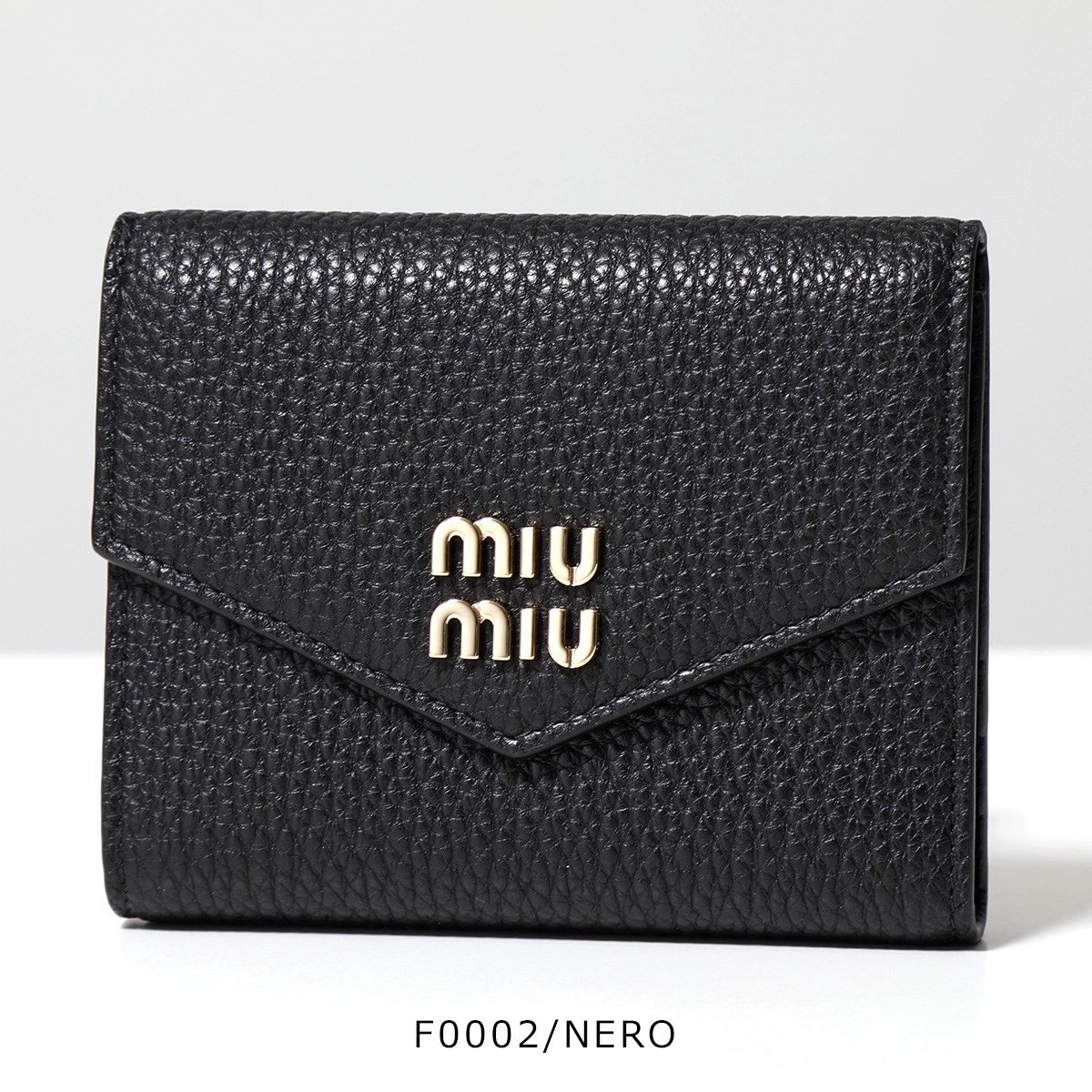 MIUMIU ミュウミュウ 二つ折り財布 5MH040 2DT7 レディース レザー スモール ミニ財布 豆財布 メタルロゴ カラー9色