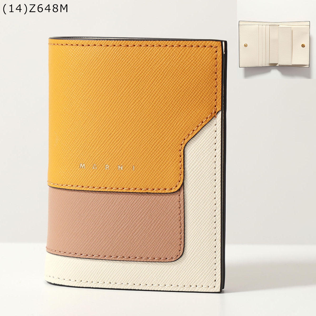 MARNI マルニ 二つ折り財布 PFMOQ14U13 LV520 Z686N Z687N ミニ財布 財布 コインケース コンパクト ネイビー オレンジ マルチカラー レザー 本革