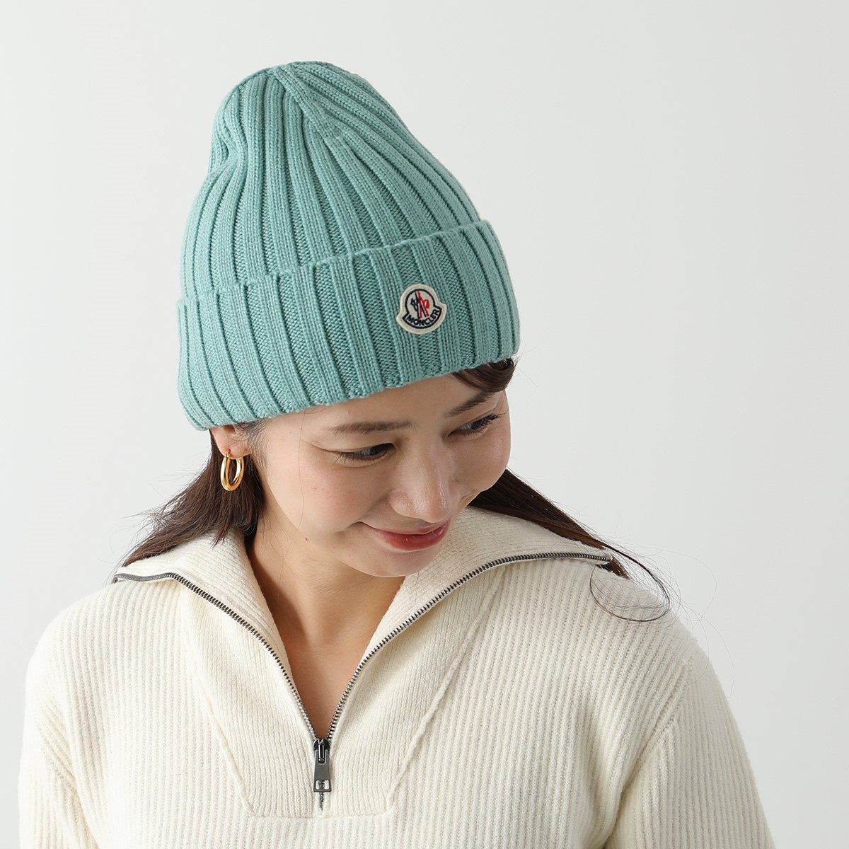 MONCLER モンクレール ニット帽 BERRETTO TRICOT 3B00037 A9327 レディース アイコンパッチ リブ ウール  ニットキャップ ビーニー 帽子 カラー6色