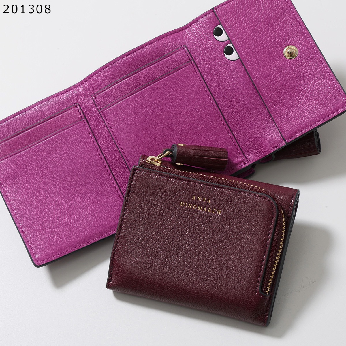 週末SALE　アニヤハインドマーチ 三つ折り財布　ブラウン ANYA HINDMARCH（アニヤ・ハインドマーチ） 三つ折り財布 Zany Mini