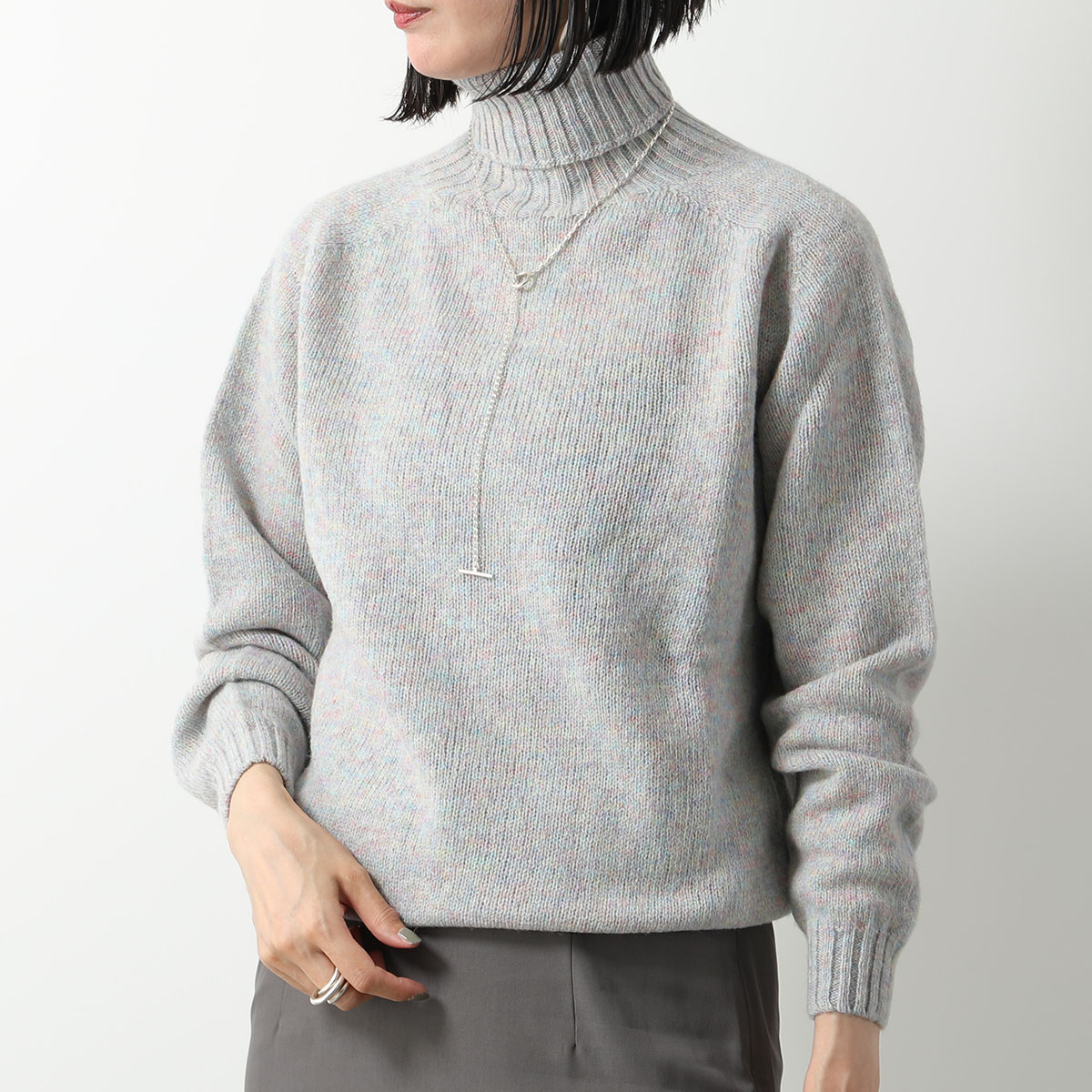 大阪売筋品 Harley of Scotland ハーレーオブスコットランド ニットセーター Polo Neck Sweater L2474/5 レディース ウール リブ タートルネック 長袖 カラー11色