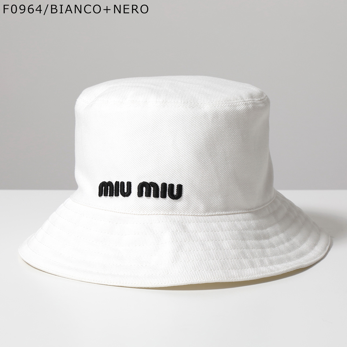 MIUMIU ミュウミュウ バケットハット 5HC196 2DXI レディース ドリル コットン ロゴ刺繍 帽子 カラー4色