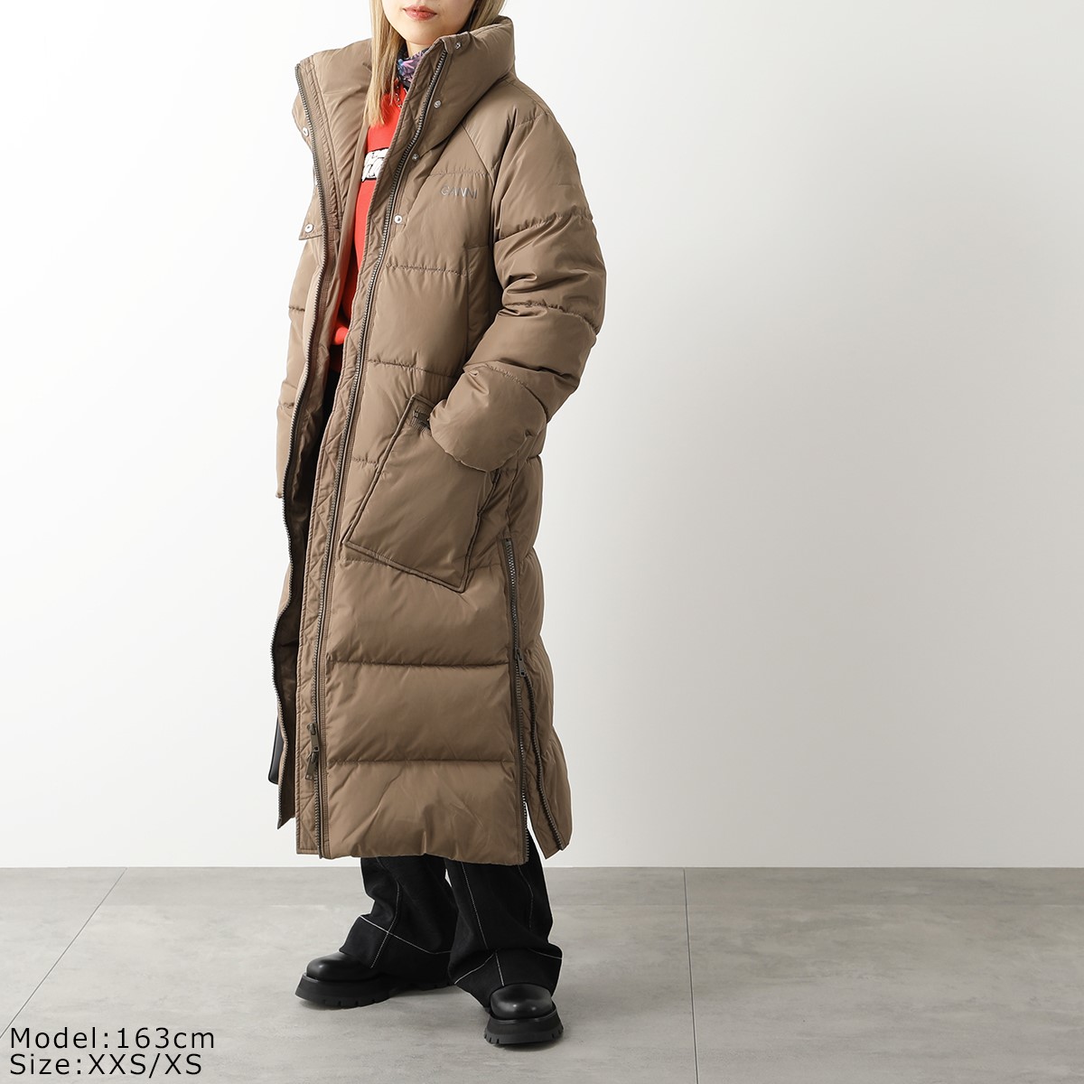 GANNI ガニー パファーコート Tech Puffer Oversized Coat F7277 6344 レディース 中綿コート ハイネック  ロング丈 カラー3色