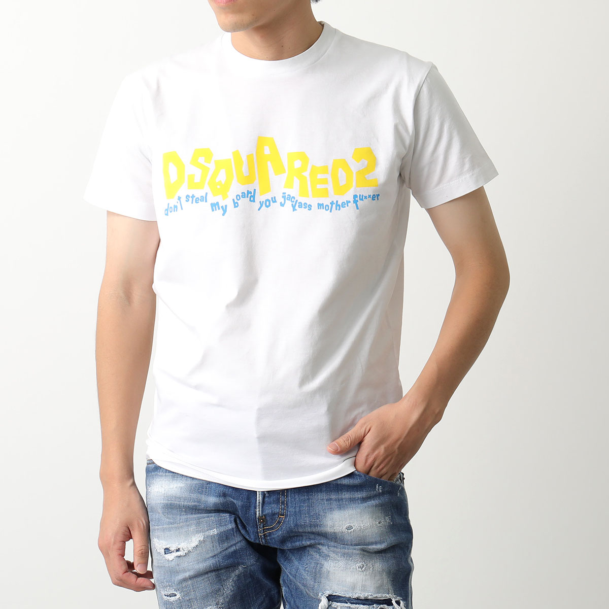 DSQUARED2 ディースクエアード Tシャツ WAVING LOGO COOL S71GD1252 S23009 メンズ ロゴ プリント コットン  クルーネック カラー2色