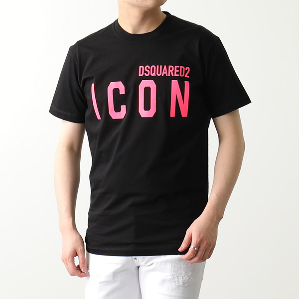 DSQUARED2 ディースクエアード 半袖 Tシャツ ICON T-SHIRT S79GC0068 S23009 メンズ 蛍光ロゴ ロゴT コットン  クルーネック カラー3色