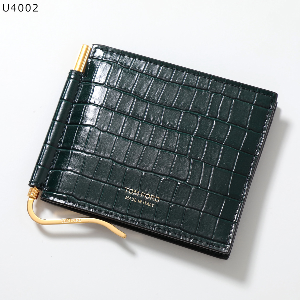 TOM FORD トムフォード 二つ折り財布 Y0231 LCL239G LCL239S メンズ クロコ型押し レザー マネークリップ付き  小銭入れなし ミニ財布 ロゴ カラー7色